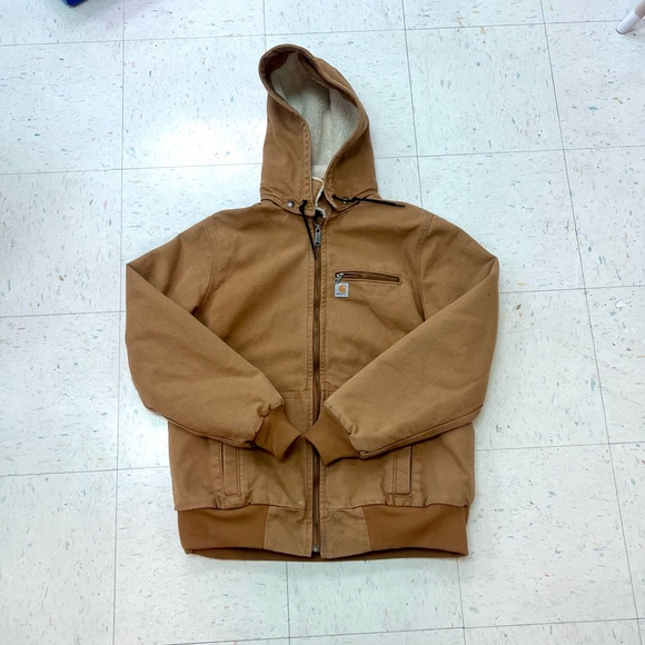 Carhartt Jackets & Blazers - Carhartt Brown Detachable Hood Work Jacket with Sherpa Lining